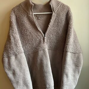 Barefoot Dreams Taupe Sherpa Half-Zip Pullover